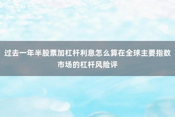 过去一年半股票加杠杆利息怎么算在全球主要指数市场的杠杆风险评