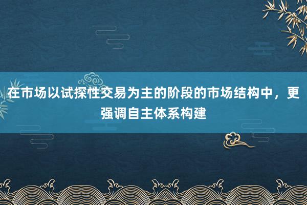 在市场以试探性交易为主的阶段的市场结构中，更强调自主体系构建