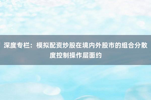 深度专栏：模拟配资炒股在境内外股市的组合分散度控制操作层面约