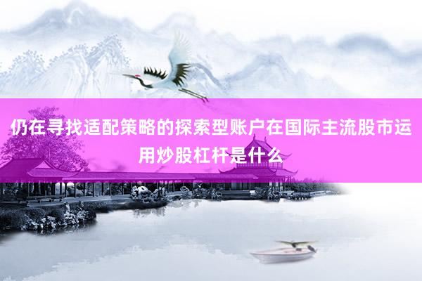 仍在寻找适配策略的探索型账户在国际主流股市运用炒股杠杆是什么