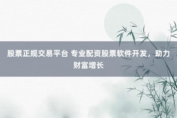 股票正规交易平台 专业配资股票软件开发，助力财富增长
